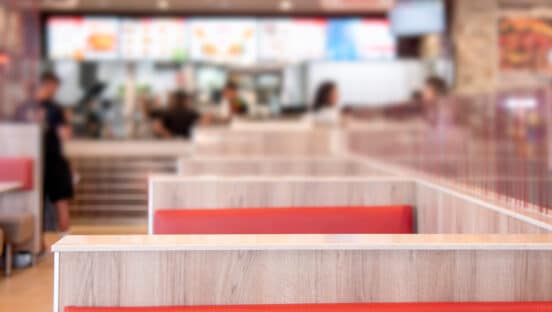 Blurred fast-food restaurant.