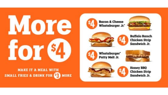 Whataburger's More for $4 menu.
