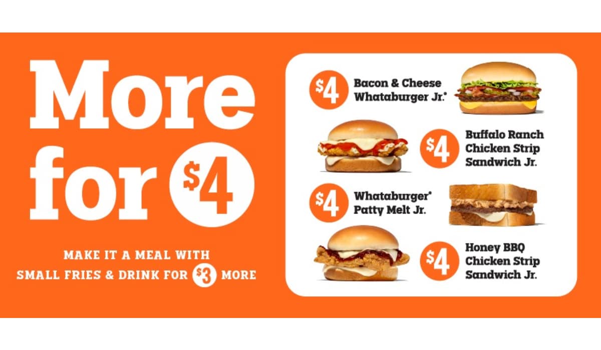 Whataburger's More for $4 menu.