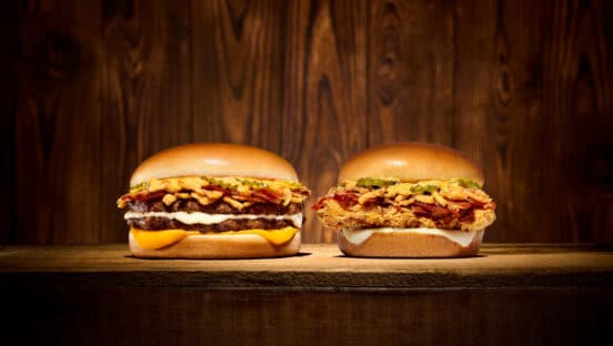 The Bacon Wrangler Double (left) and Bacon Wrangler Chicken.