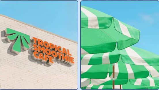 Tropical Smoothie Cafe store and umbrellas.