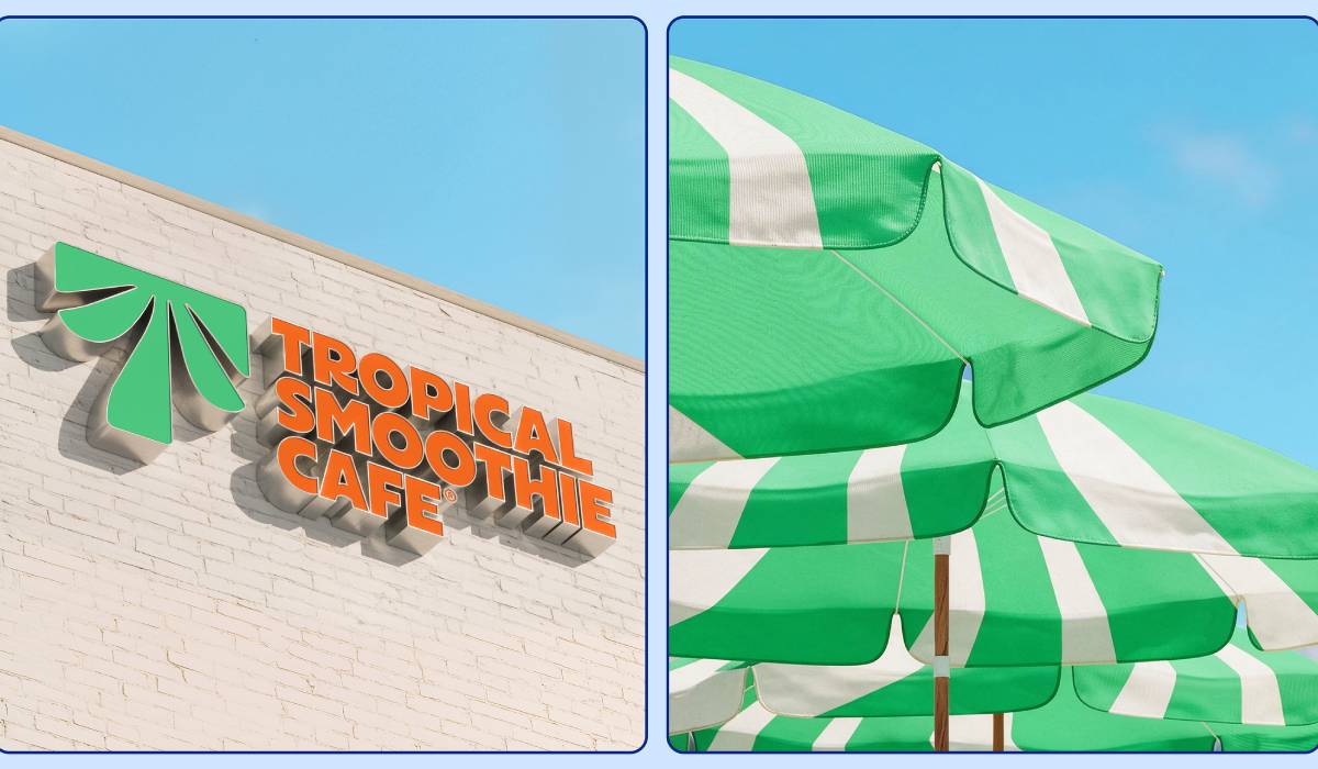 Tropical Smoothie Cafe store and umbrellas.