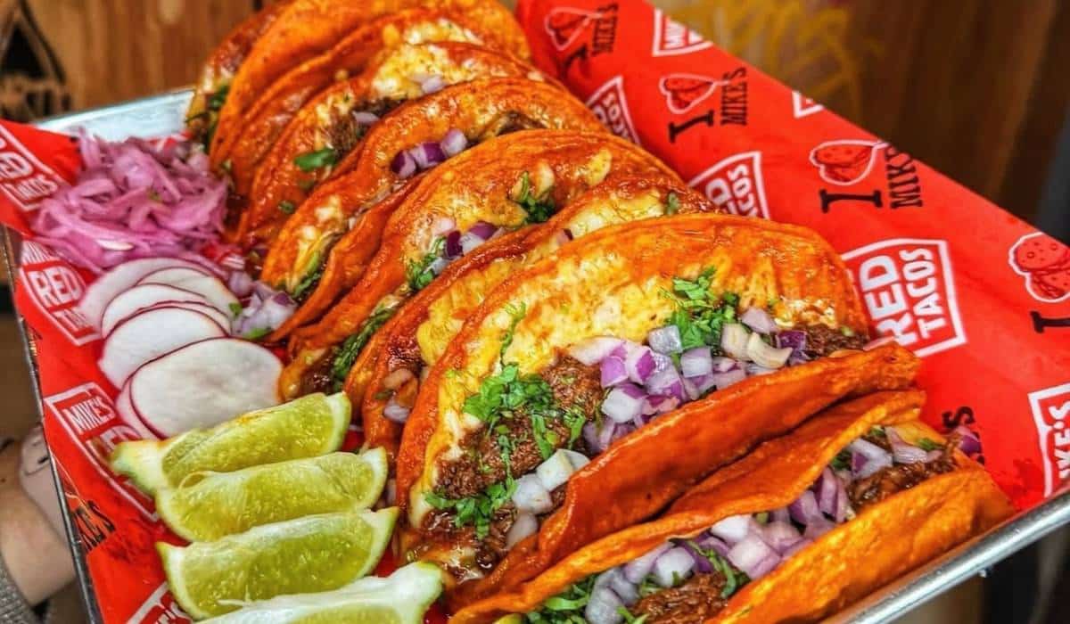 Food from Mike's Red Tacos.