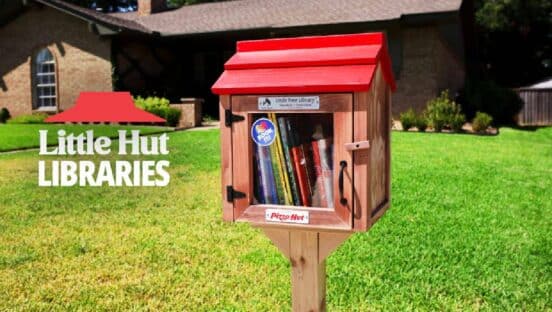 Pizza Hut's book shelf.