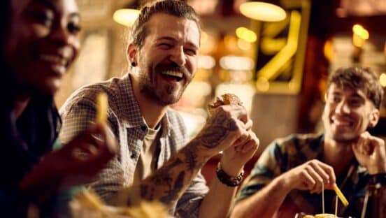 Restaurant guests having fun.