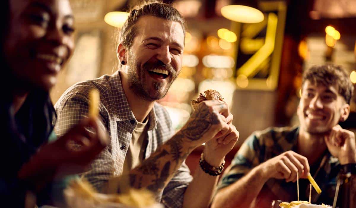 Restaurant guests having fun.