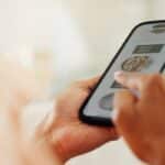 Restaurant app in the hand of a customer.