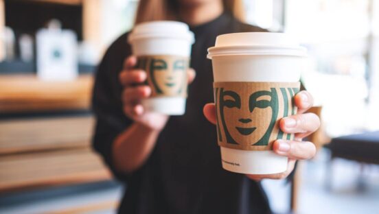 Starbucks cups.