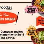 A graphic showcasing Noodles & Company's ramen menu.