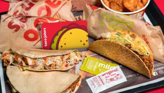 Taco John's food spread.