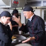 Restaurant chef upset at employee.